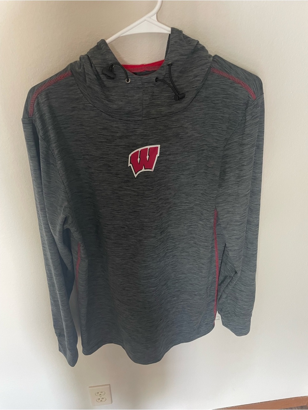 Colosseum Gray Hooded Turtleneck with Red Accent - Women's